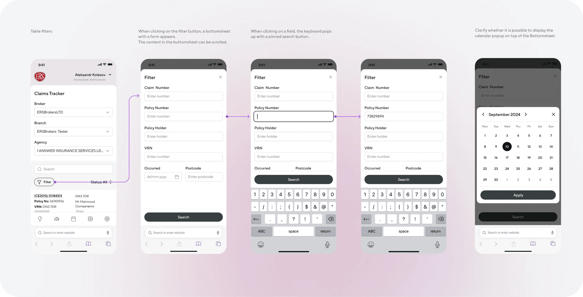 Mobile version screens
