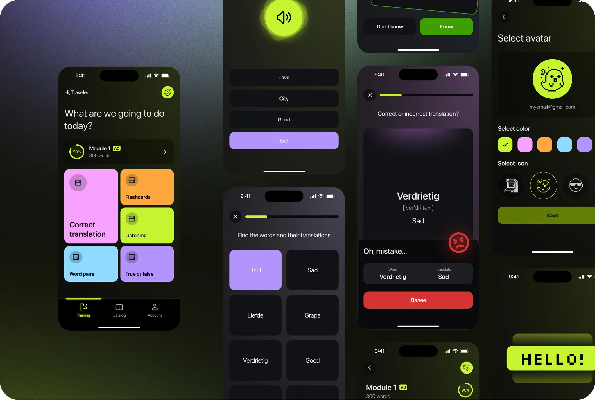 Word Study app screens